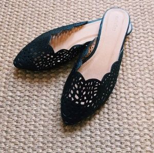 Leather Scalloped Slippers